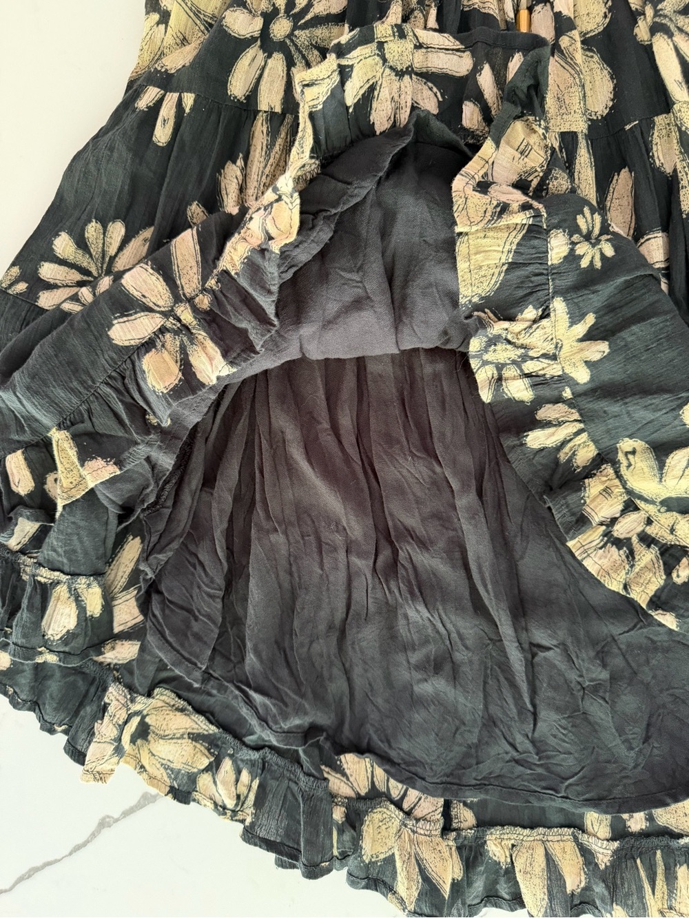 Free People Perfect Day Printed Mini Dress M Black Multi Floral Open Back Boho - Picture 7 of 13